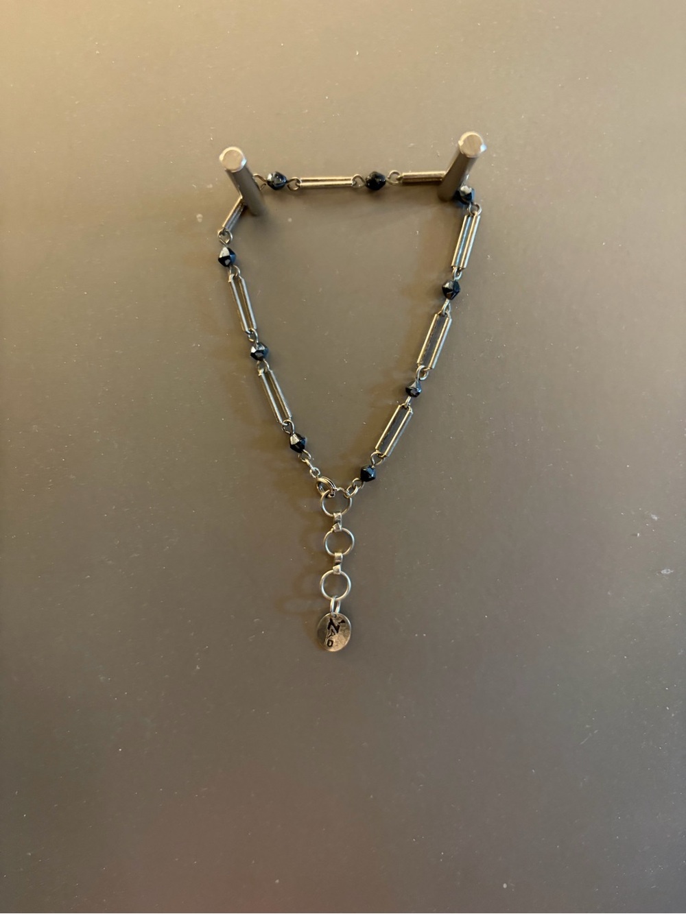 Silver and Black Beaded Women's Anklet